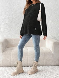 Sweter dla kobiet w ciąży idealny na chłodne dni czarny 