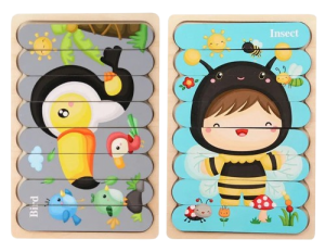 Puzzle Montessori dwustronne zabawka edukacyjna dla dzieci 