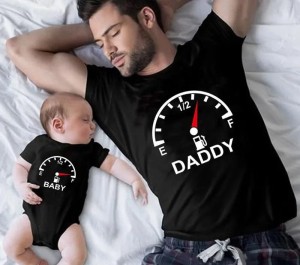 Komplet dla taty i syna koszulka z śmiesznym nadrukiem i body dla malucha    
