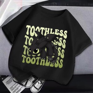 T-shirt dziecięcy bawełniany z nadrukiem jak wytresować smoka 100-160
