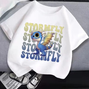 T-shirt dziecięcy bawełniany z nadrukiem jak wytresować smoka 100-160