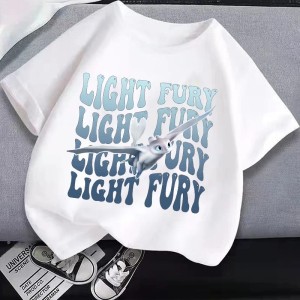 T-shirt dziecięcy bawełniany z nadrukiem jak wytresować smoka 100-160