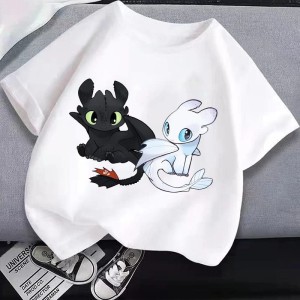T-shirt dziecięcy bawełniany z nadrukiem jak wytresować smoka 100-160