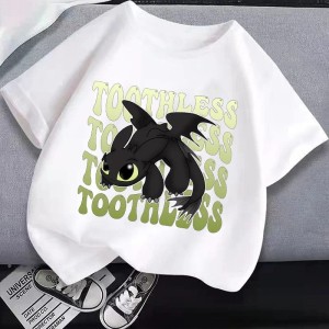T-shirt dziecięcy bawełniany z nadrukiem jak wytresować smoka 100-160