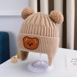 Czapka zimowa dla dziecka z uszami misia – ciepła czapeczka unisex 46–52 cm
