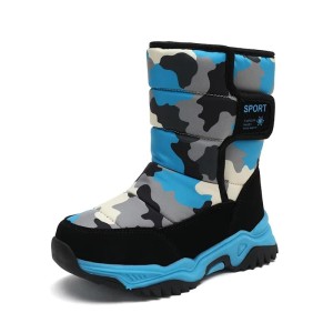 Dziecięce Zimowe Buty Śniegowce z Pluszem Wodoodporne Antypoślizgowe Kamuflaż Na Rzepy Unisex