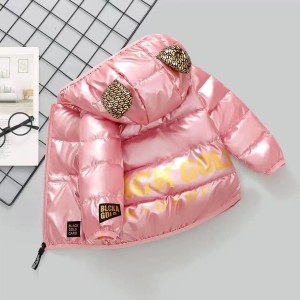 Dziecięca Błyszcząca Kurtka Puchowa Ocieplana Unisex