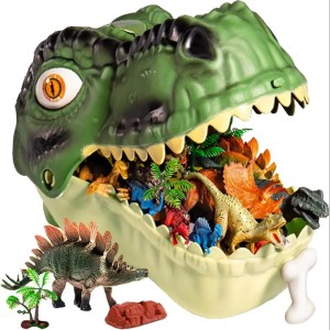 Zestaw figurek dinozaurów w pudełku głowy T-Rexa – 24 elementy z akcesoriami