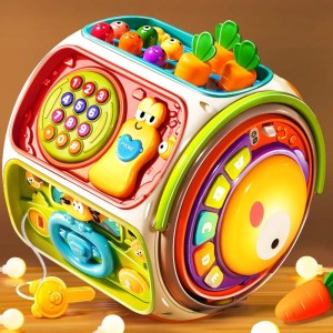 Interaktywna Kostka Edukacyjna 9w1 dla Dzieci 18m Sorter, Kierownica, Pianinko, Telefon