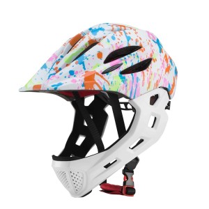 Kask dziecięcy full face rowerowy BMX MTB regulowany 46–54 cm z ochraniaczem szczęki