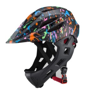 Kask dziecięcy full face rowerowy BMX MTB regulowany 46–54 cm z ochraniaczem szczęki