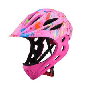 Kask dziecięcy full face rowerowy BMX MTB regulowany 46–54 cm z ochraniaczem szczęki