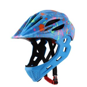 Kask dziecięcy full face rowerowy BMX MTB regulowany 46–54 cm z ochraniaczem szczęki