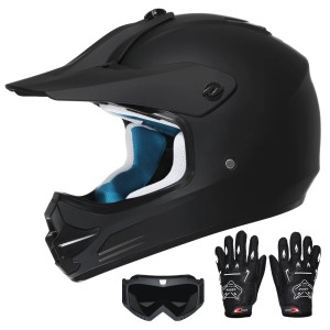 Kask Cross dla Dziecka – Zestaw Motocyklowy: Kask + Gogle + Rękawice – Certyfikat DOT/ECE