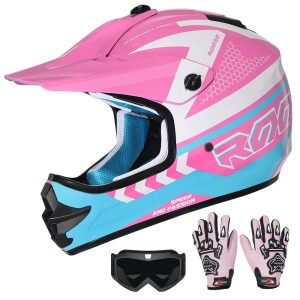 Kask Cross dla Dziecka – Zestaw Motocyklowy: Kask + Gogle + Rękawice – Certyfikat DOT/ECE