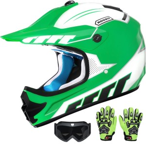 Kask Cross dla Dziecka – Zestaw Motocyklowy: Kask + Gogle + Rękawice – Certyfikat DOT/ECE