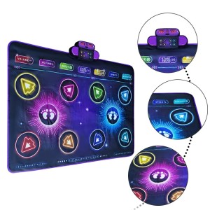 Interaktywna Mata do Tańca Podwójna dla Dzieci LED Bluetooth – Taneczny Dywanik 2 Osoby XXL 120x94 cm